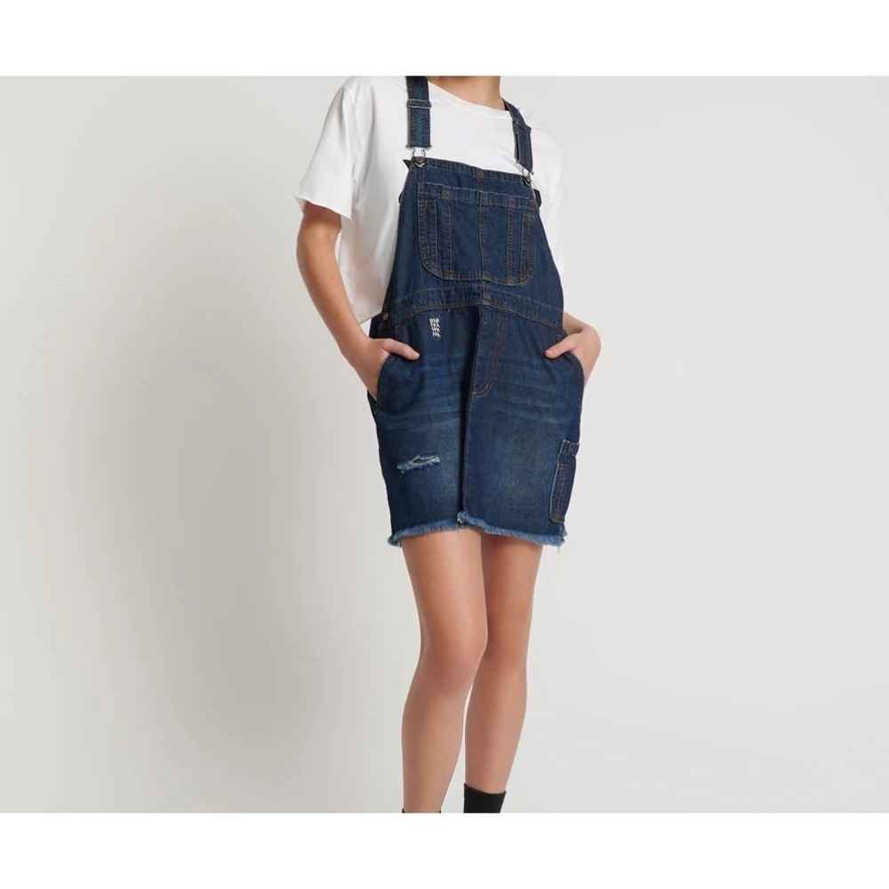 One‎ Teaspoon Mini Stanton Denim Bib Dress in Royal Blue NWT